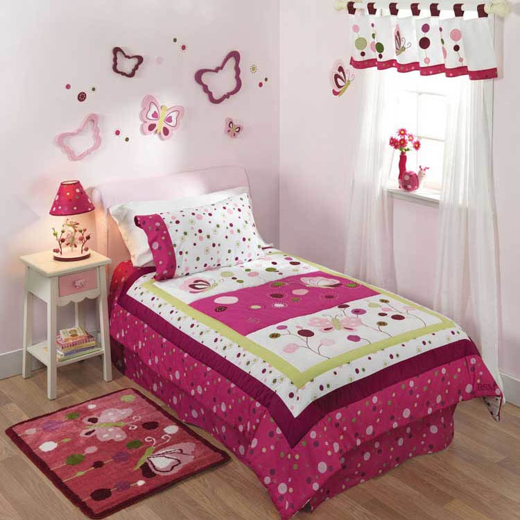 Lambs & Ivy Raspberry Swirl Butterfly 2 Piece Twin Bedding Set FREE SHIPPING