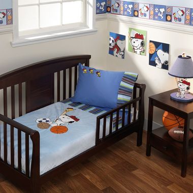 Lambs & Ivy Team Snoopy 4 Piece Toddler Bedding Set