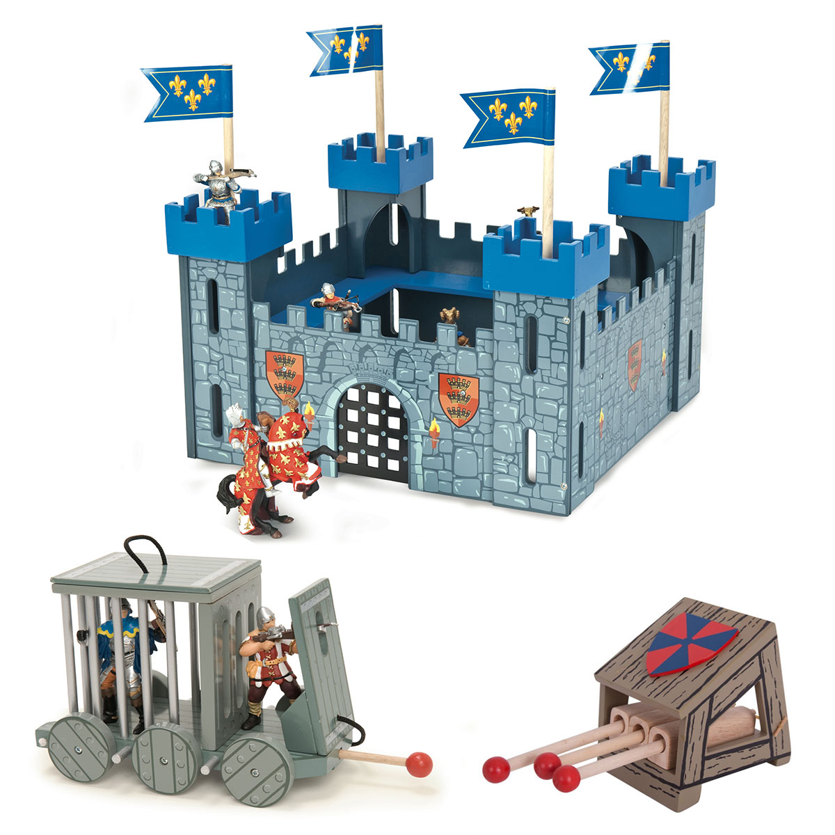 Le Toy Van Castles My First Castle in Blue with 3 Shot Missiles Cannon