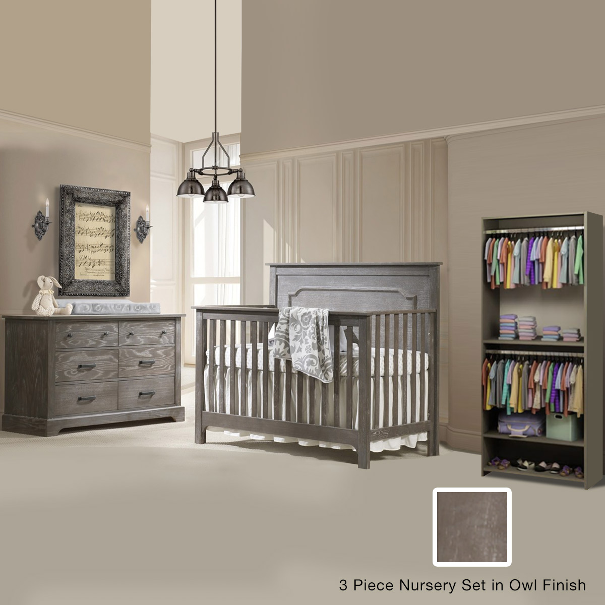 Nest Emerson 3 Piece Nursery Set 4in1 Convertible Crib, Double