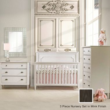 Nest Provence 3 Piece Nursery Set - 4-in-1 Convertible Crib, 3 Drawer Dresser and 5 Drawer Dresser in Mink - Click to enlarge