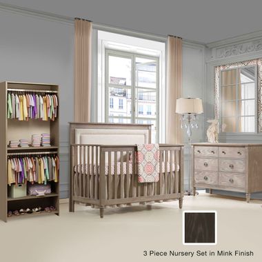 Nest Provence 3 Piece Nursery Set - 4-in-1 Convertible Crib, Double Dresser and Convertible Wardrobe System in Mink - Click to enlarge
