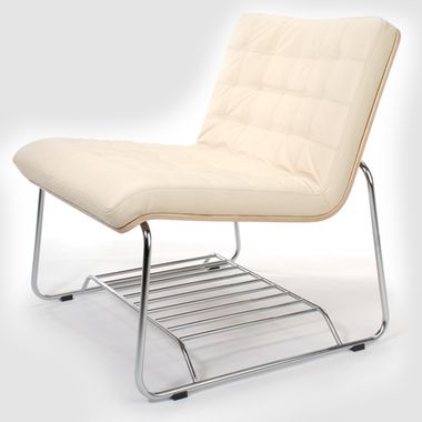 Offi Perch Leather Lounge Ivory on Walnut - Click to enlarge