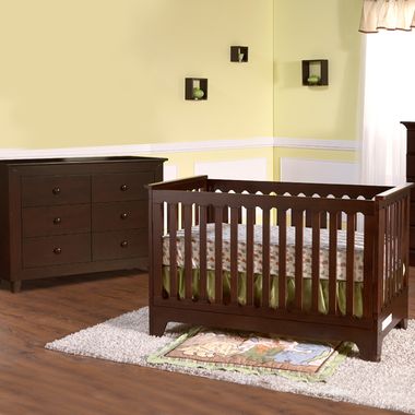 Pali 2 Piece Nursery Set - Presto Crib and Gala Double Dresser in Mocacchino - Click to enlarge
