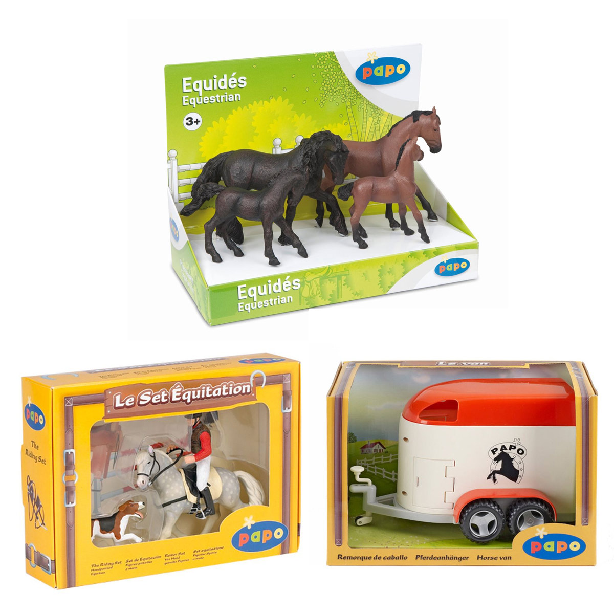 Papo Farm 3 Piece Riding Set 2, Frisian and Thoroughbred Horses 4