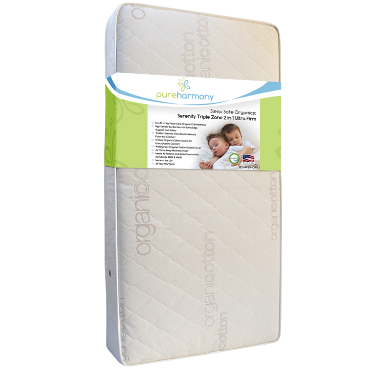 Pure Harmony Sleep Safe Serenity Organic Triple Zone 2 in 1 Ultra Firm