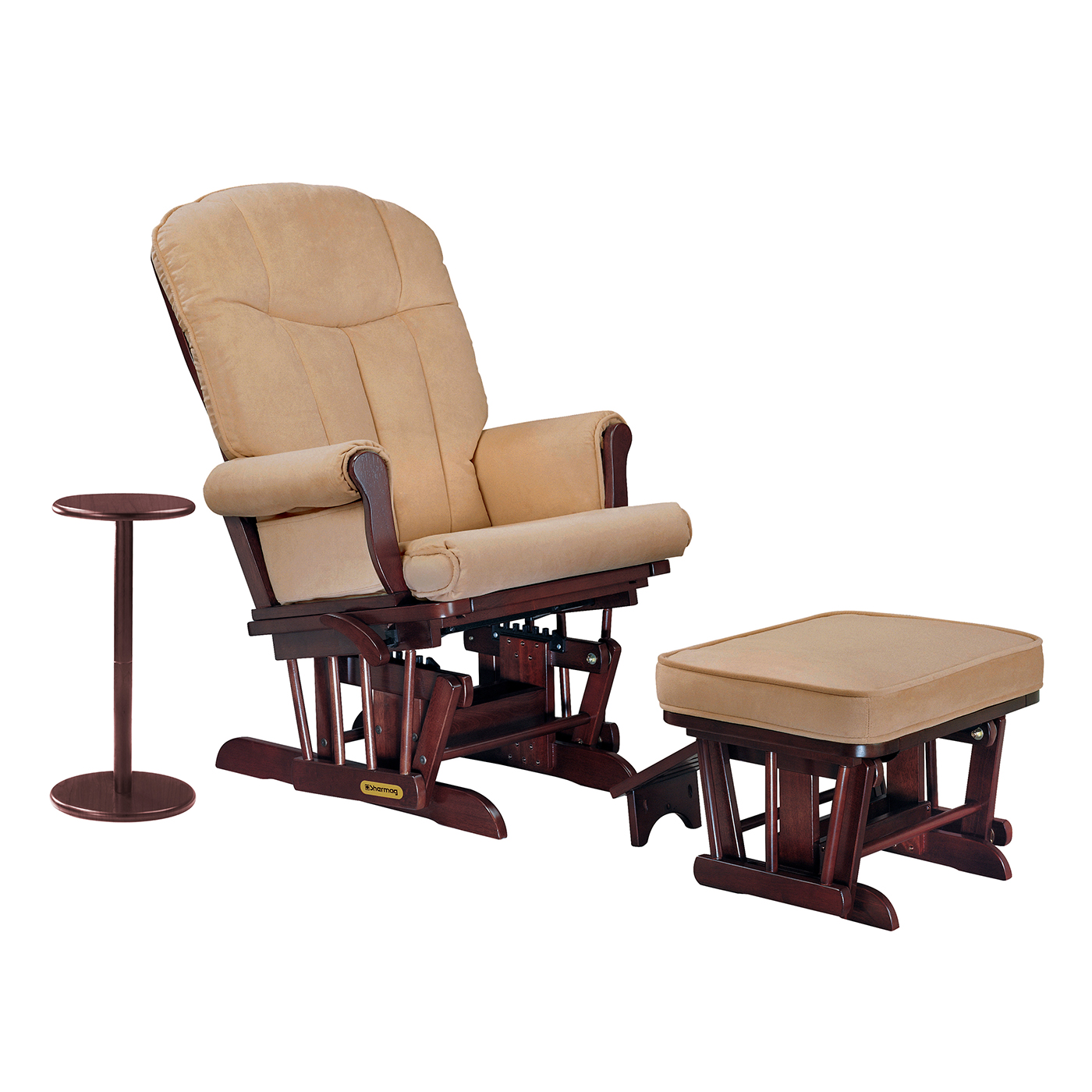 Shermag Sleigh Reclining Glider, Ottoman and Side Table in Cherry