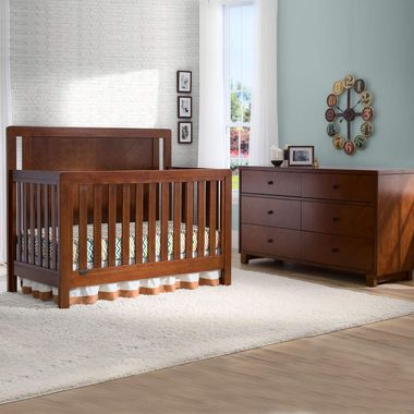 Simmons Chevron 2 Piece Nursery Set - Crib N More and 6 Drawer Dresser in Espresso Truffle - Click to enlarge