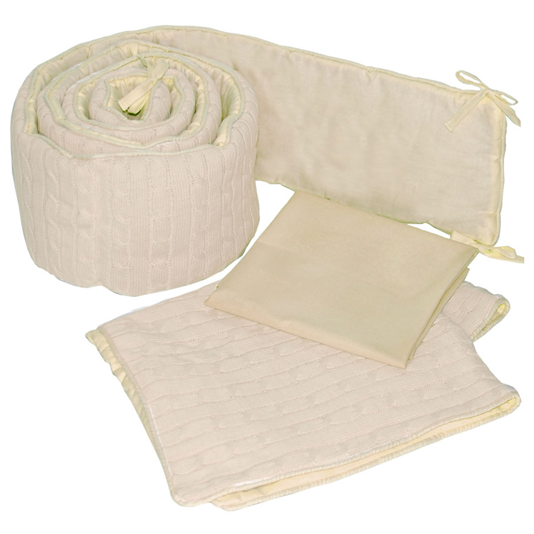 Sleeping Partners Natural Cable Knit 3 Piece Porta Crib Baby Bedding