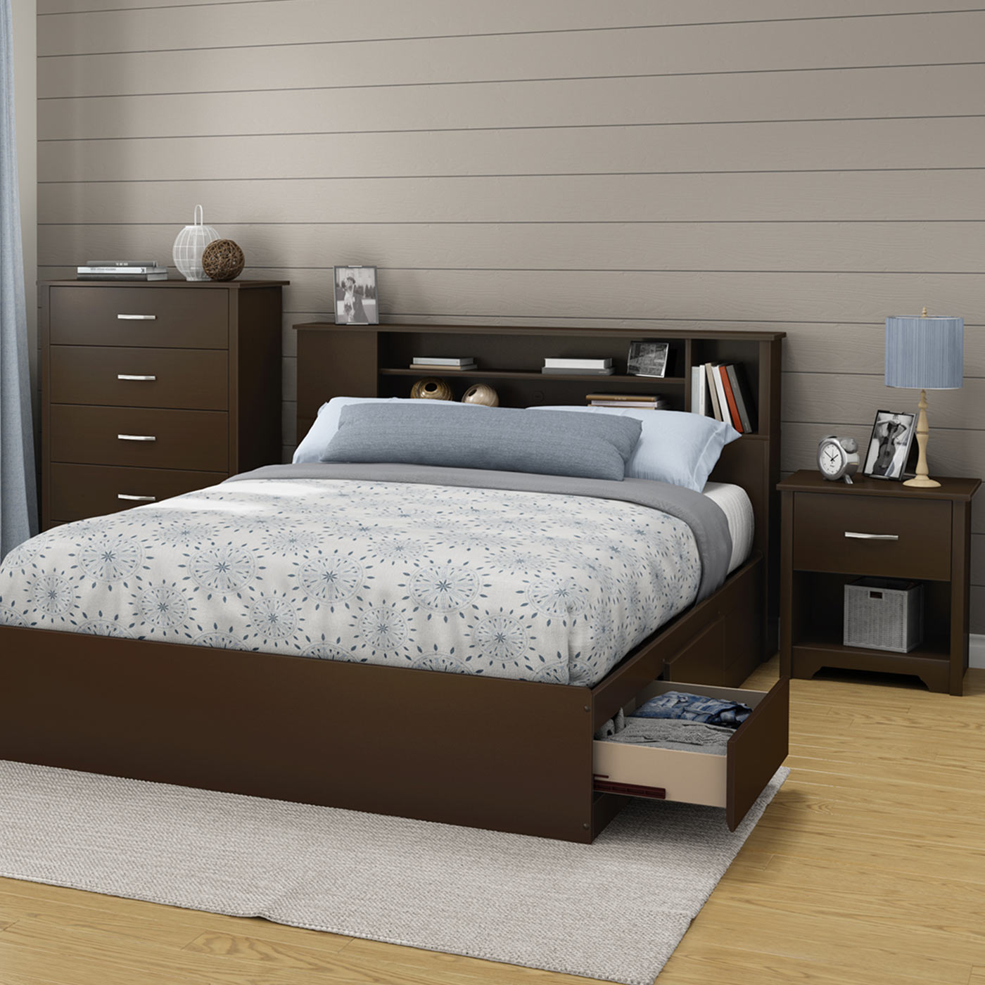 SouthShore Fusion 4 Piece Bedroom Set Fusion Queen Mates Bed