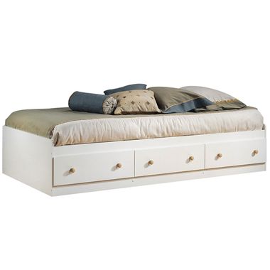 SouthShore Newbury Collection Mates Bed Box - Pure White / Maple
