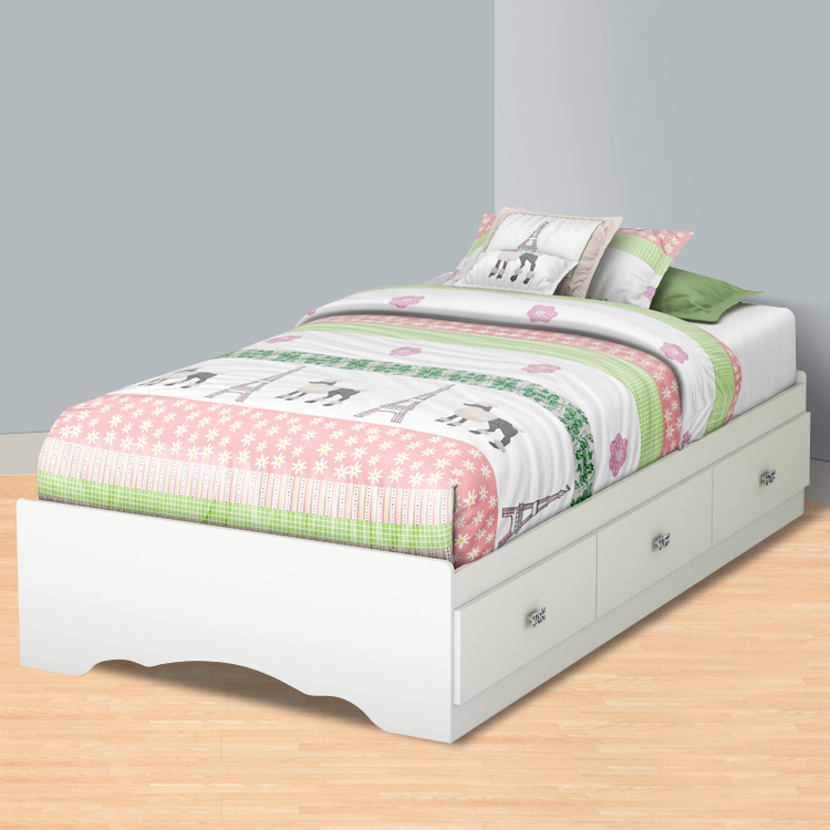 SouthShore Tiara Transitional Twin Mates Bed in Pure White FREE SHIPPING