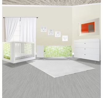 Spot on Square Alto 3 Piece Nursery Set - Crib, Credenza with Green Strands  and 3 Drawer Dresser in White FREE SHIPPING