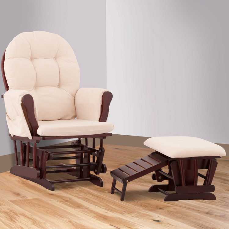 Status Roma Glider and Nursing Ottoman in Cherry and Beige FREE SHIPPING
