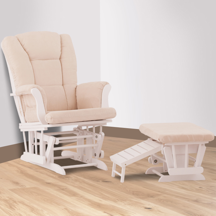 Status Glider and Nursing Ottoman in White and Beige FREE SHIPPING