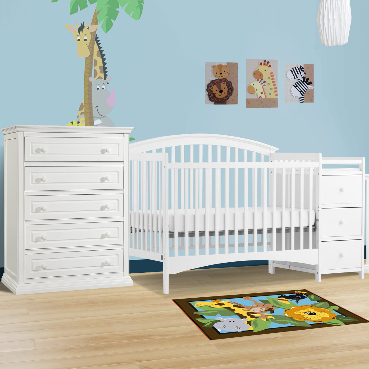 Storkcraft 2 Piece Nursery Set - Bradford Convertible Crib and Concord 5  Drawer Dresser in White FREE SHIPPING