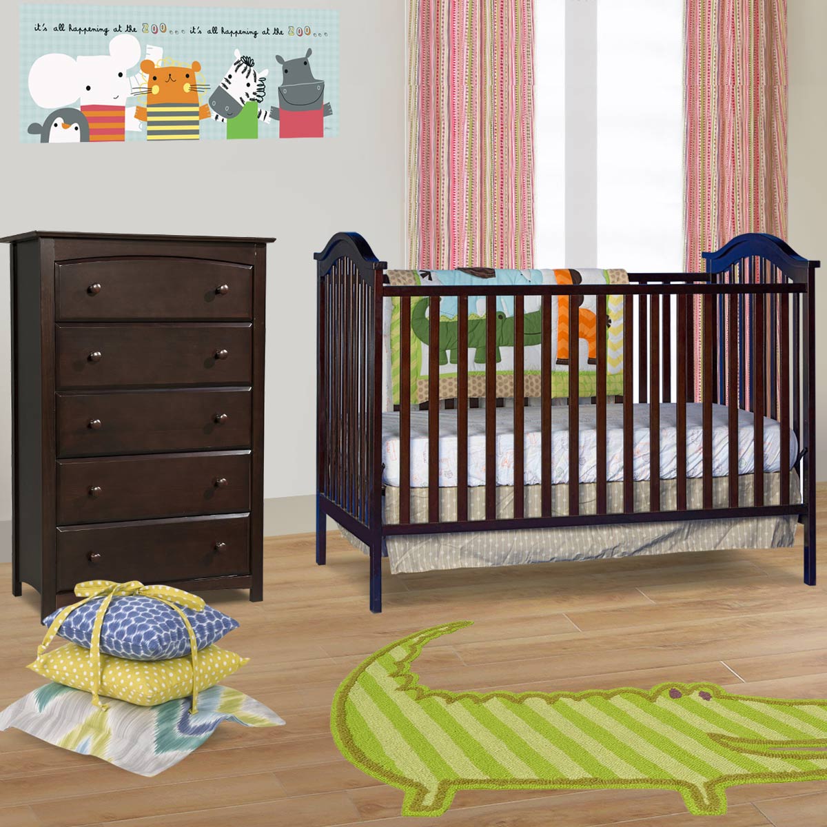 Storkcraft 2 Piece Nursery Set Hampton Convertible Crib and Kenton 5 Drawer Dresser in