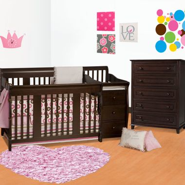 Storkcraft 2 Piece Nursery Set - Portofino Convertible Crib and Destin 5 Drawer Dresser in Espresso - Click to enlarge