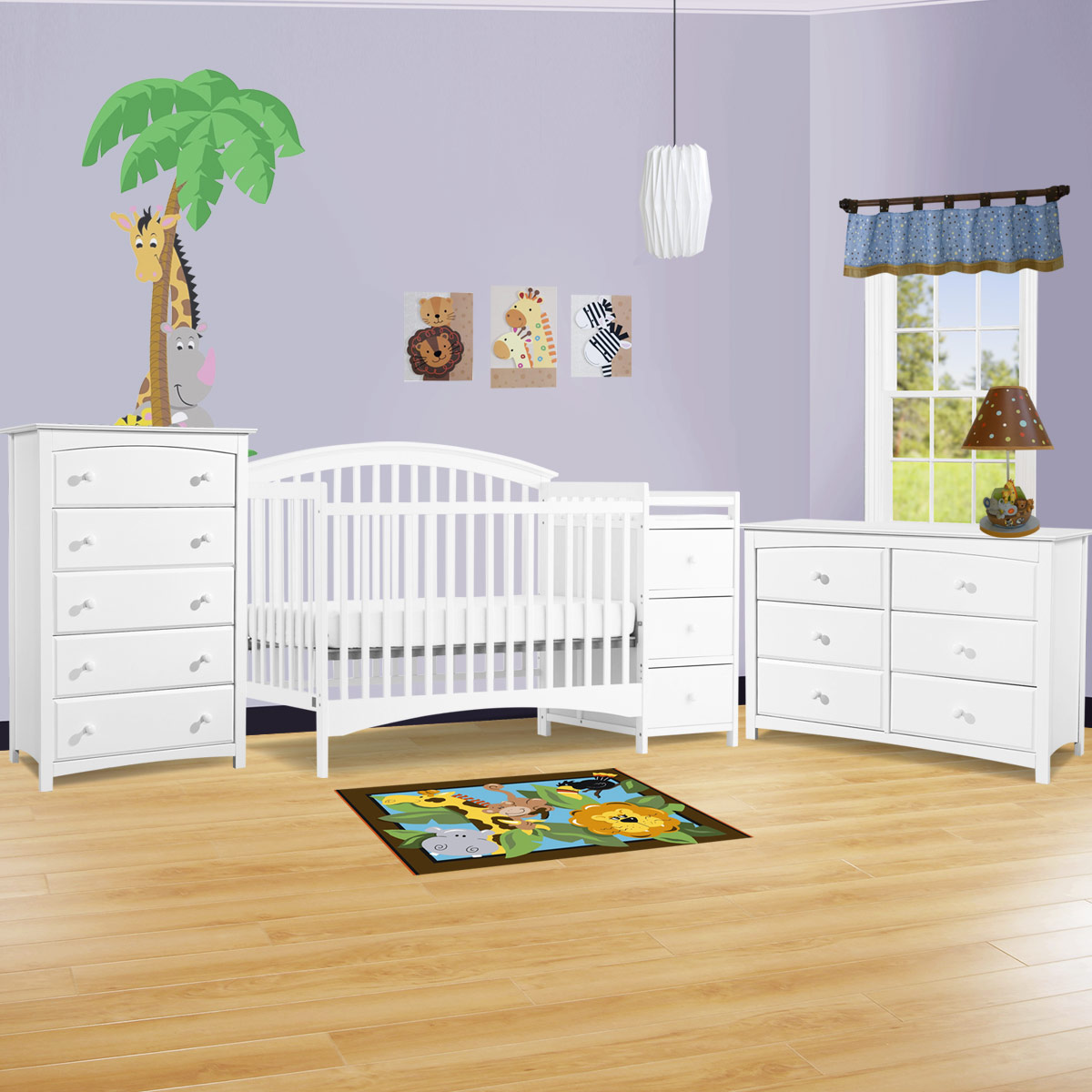 Storkcraft 3 Piece Nursery Set Bradford Convertible Crib, Kenton 5 Drawer Dresser and 6 Drawer