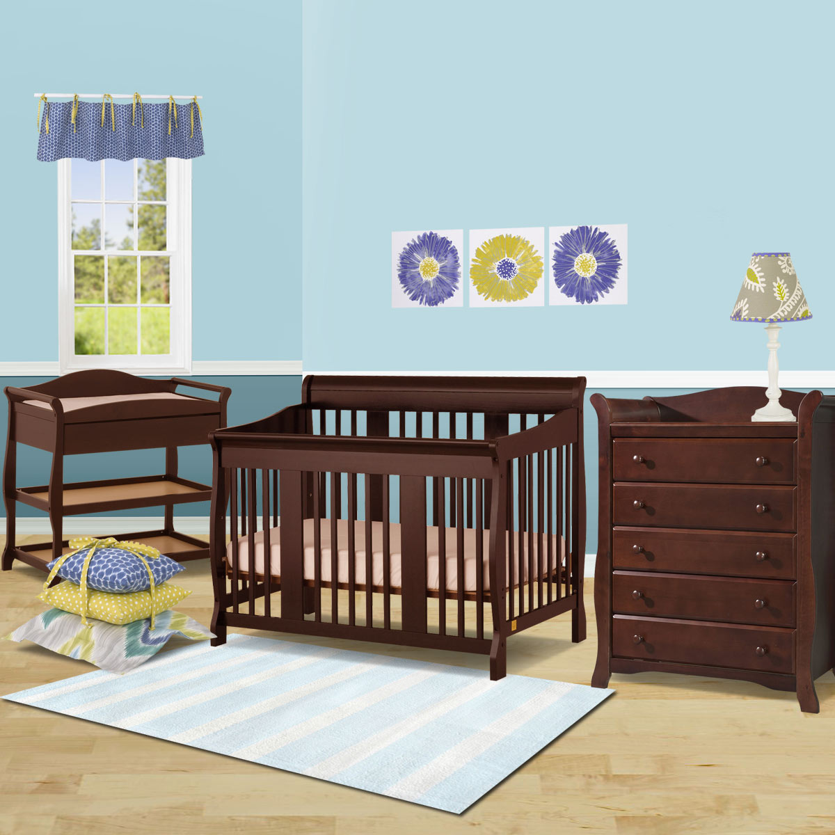 Storkcraft 3 Piece Nursery Set Tuscany Convertible Crib, Aspen