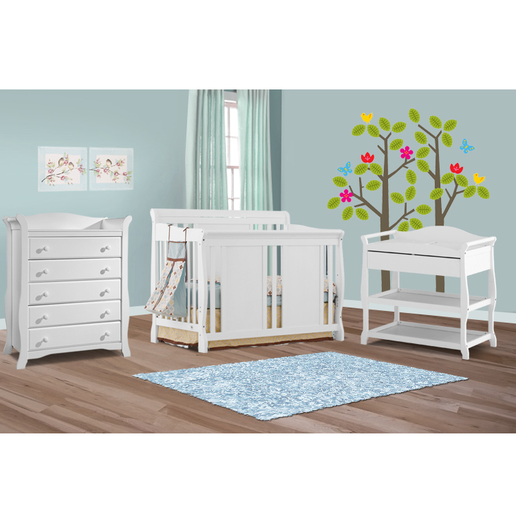 Storkcraft 3 Piece Nursery Set - Verona Convertible Crib, Aspen Changing  Table and Avalon 5 Drawer Dresser in White FREE SHIPPING