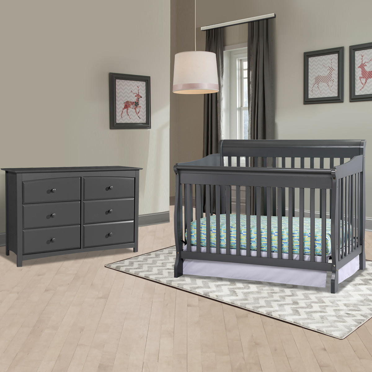storkcraft kenton 6 drawer dresser grey Modena 2 Piece Nursery Set Dresser pebble gray
