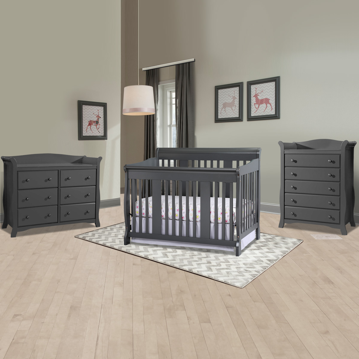 grey crib and dresser Storkcraft Tuscany 3 Piece Nursery Set Nursery set