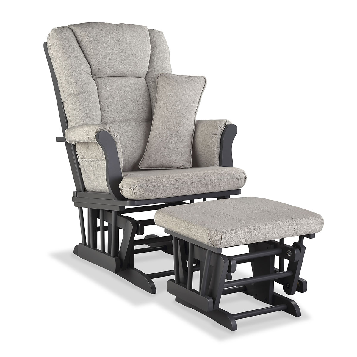 Storkcraft Tuscany Custom Glider and Ottoman in Black and Taupe