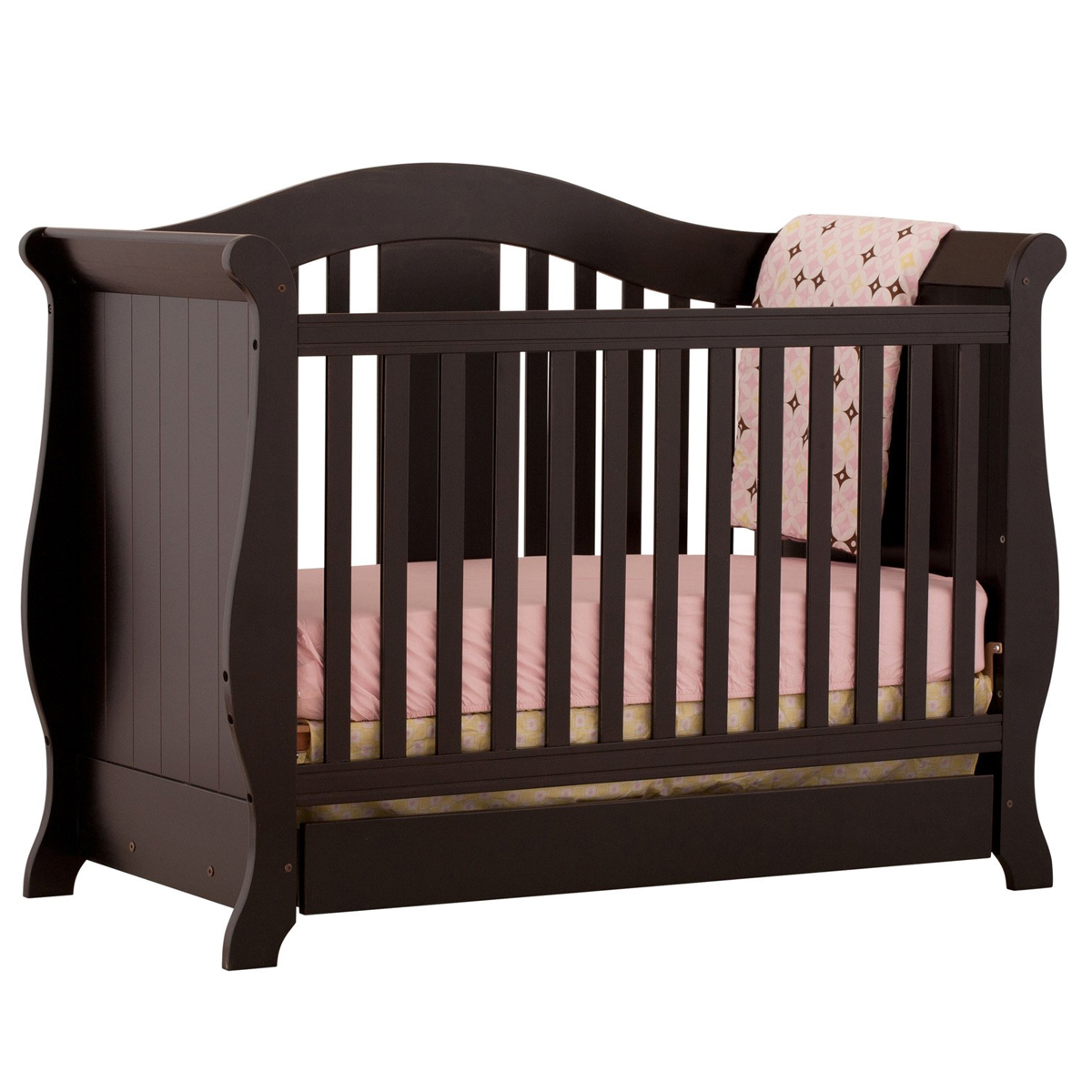 Storkcraft Black Vittoria in Fixed Side Convertible Crib FREE