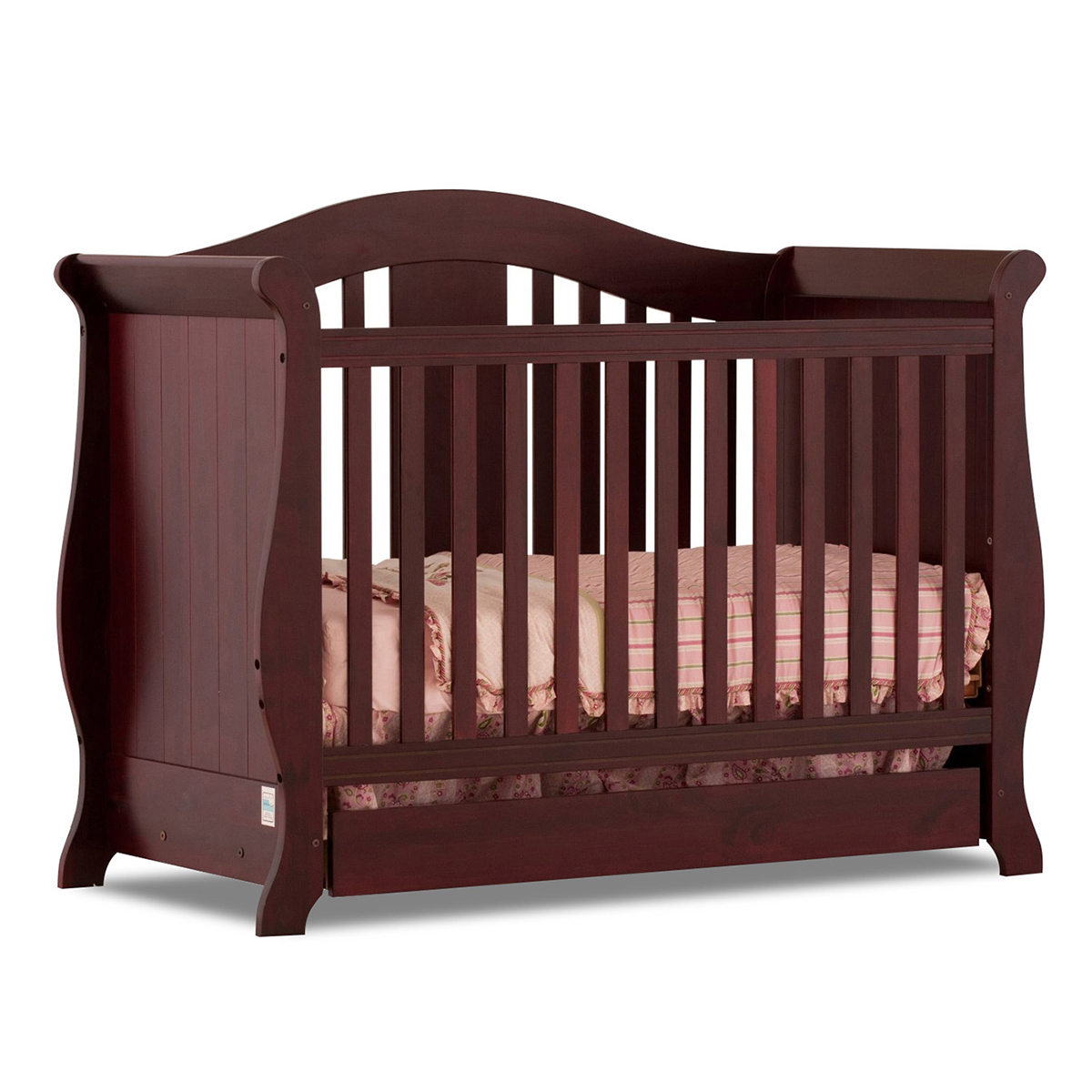 Storkcraft Cherry Vittoria in Fixed Side Convertible Crib FREE
