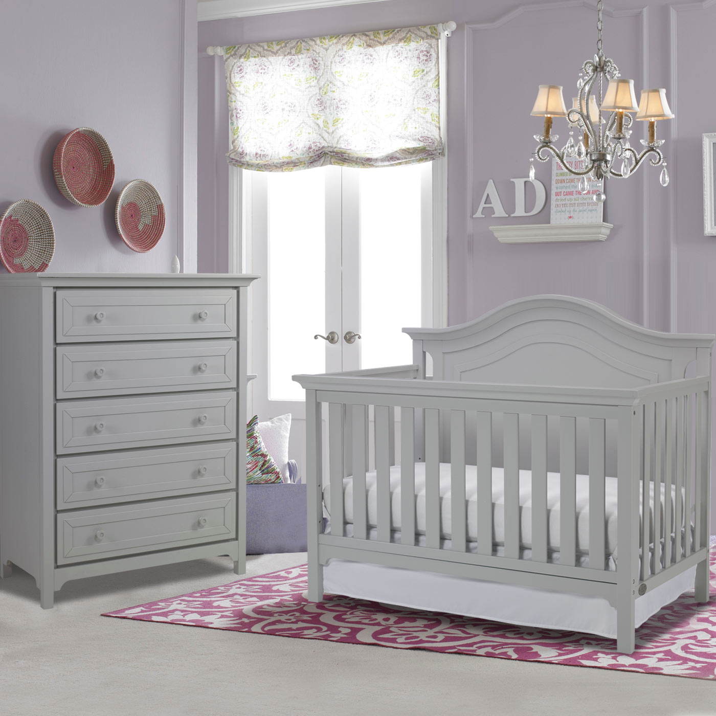 Ti Amo Catania 2 Piece Nursery Set - Convertible Crib and Carino 5 Drawer  Dresser in Misty Gray FREE SHIPPING