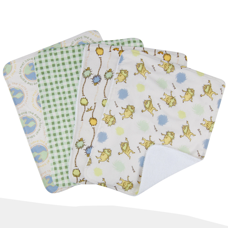 Trend Lab Dr. Seuss The Lorax Bouquet 4 Pack Burp Cloths FREE SHIPPING