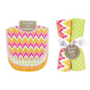 Trend Lab Savannah Bouquet 8 Piece Bib and Burp Cloth Set