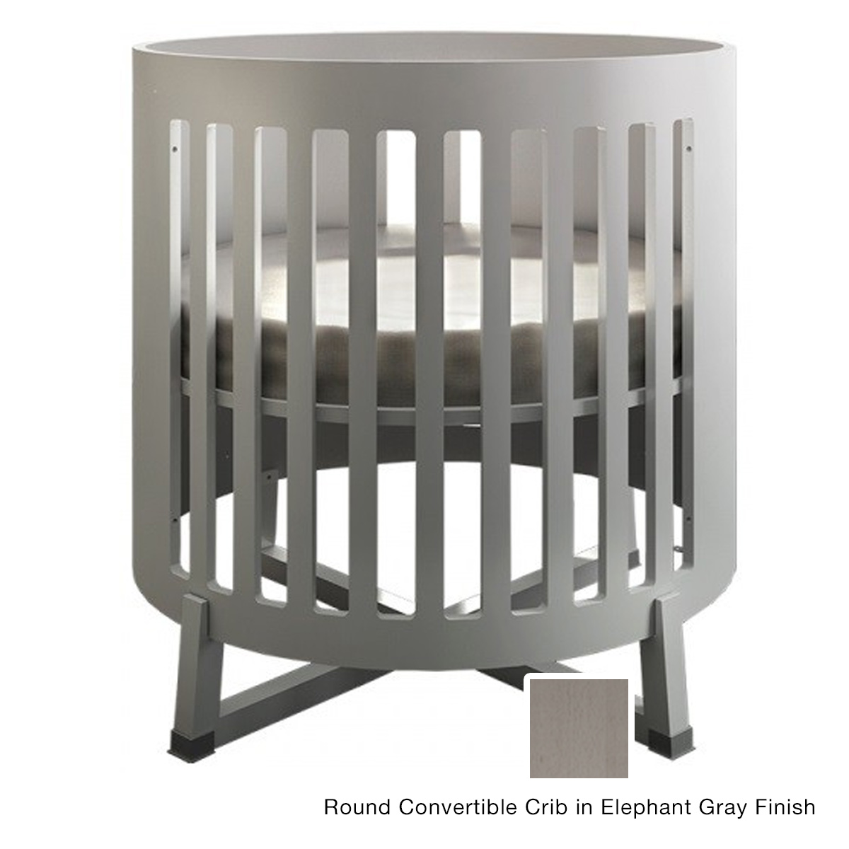 Tulip Soren Round Convertible Crib in Elephant Gray FREE SHIPPING