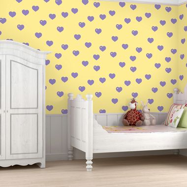 Wall Candy Arts Hearts Removable Wallpaper in Lavender and Butter - Click to enlarge