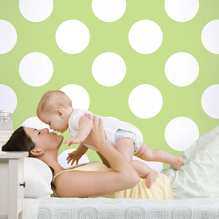 Wall Candy Arts Polka Dot Removable Wallpaper in Green and White FREE