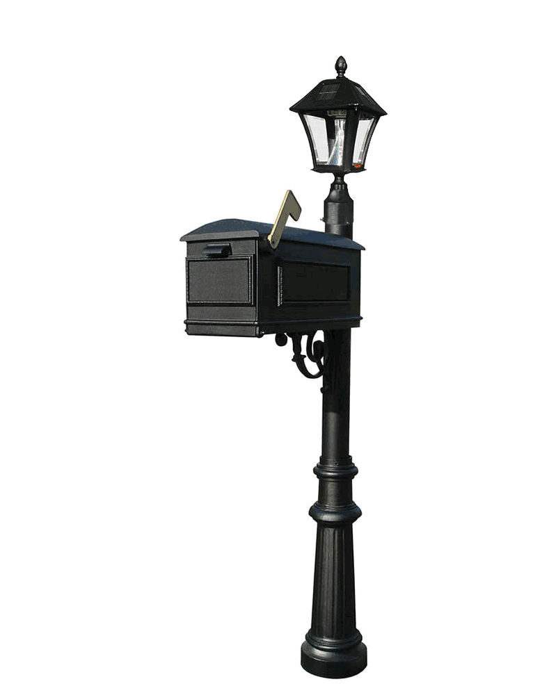 Builder Series Mailbox, Post, Solar Lamp Package, no plates