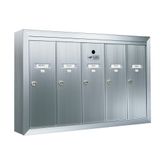 Vertical mailbox with 5 doors, front load, with surface mount collar