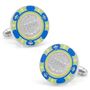 $100 Blue Poker Chip Cufflinks-CLI-CC-POK1-BLU