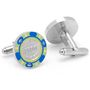 $100 Blue Poker Chip Cufflinks-CLI-CC-POK1-BLU