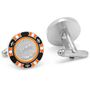 $100 Orange Poker Chip Cufflinks-CLI-CC-POK1-ORG