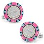 $100 Pink Poker Chip Cufflinks-CLI-CC-POK1-PK