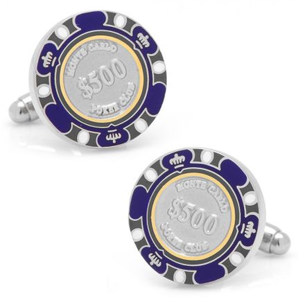 $500 Purple Poker Chip Cufflinks-CLI-CC-POK5-PRP