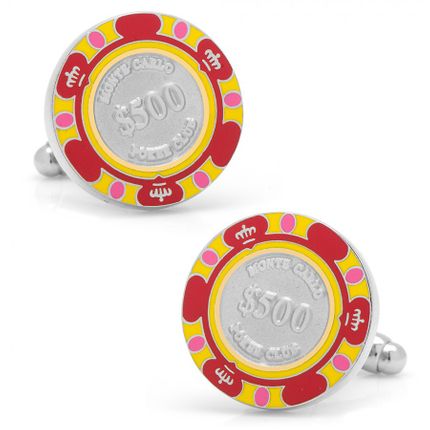 $500 Red Poker Chip Cufflinks-CLI-CC-POK5-RD