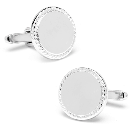 .925 Sterling Silver Engravable Cufflinks-CLI-RR-118-RND