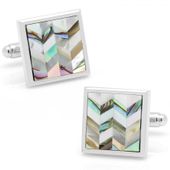 Abalone and MOP Chevron Cufflinks