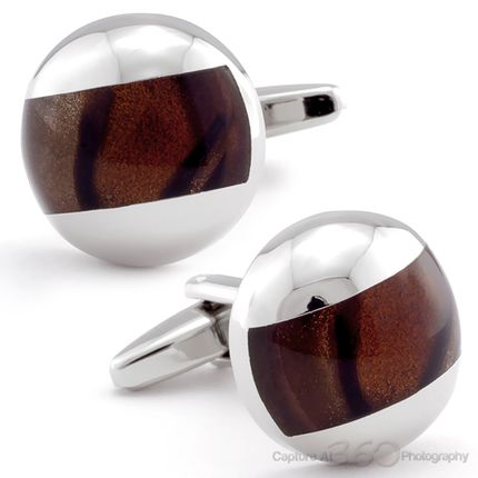 Amber Brown Glass Cufflinks