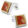 Amber Ore on Silver Cufflinks with Gold Detailing