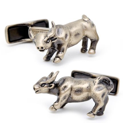 Antique Gold Raging Bull Cufflinks