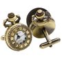 Antique Gold tone Roman Numerals Pocket Watch Cufflinks